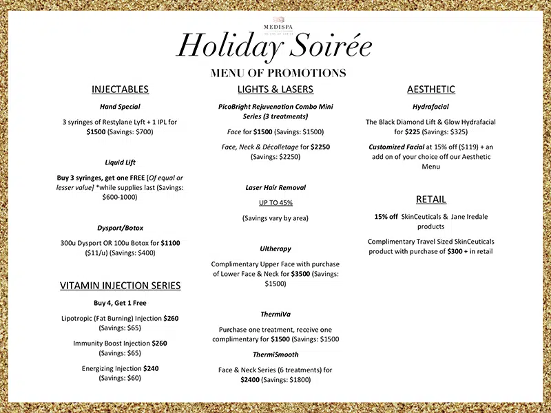 Menu of promotions