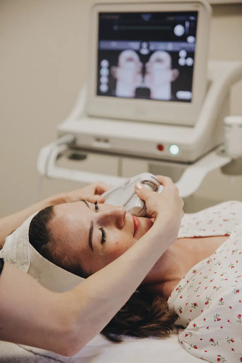 Young woman receiving Ultherapy treatment